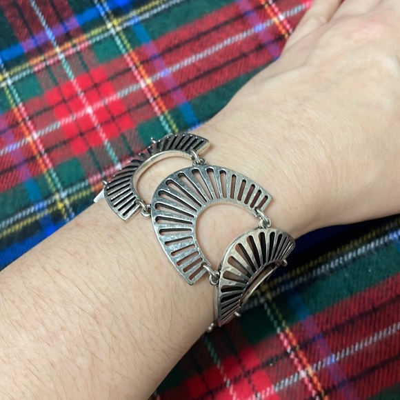 🍀 Lucky Brand 🍀 Silver Bracelet Open Cut Detailing - Picture 5 of 5